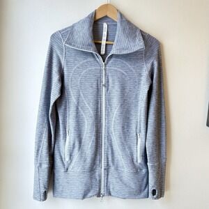 Lululemon Full Zip In Stride Jacket Women's Size 6 Gray Pockets Casual Athletic